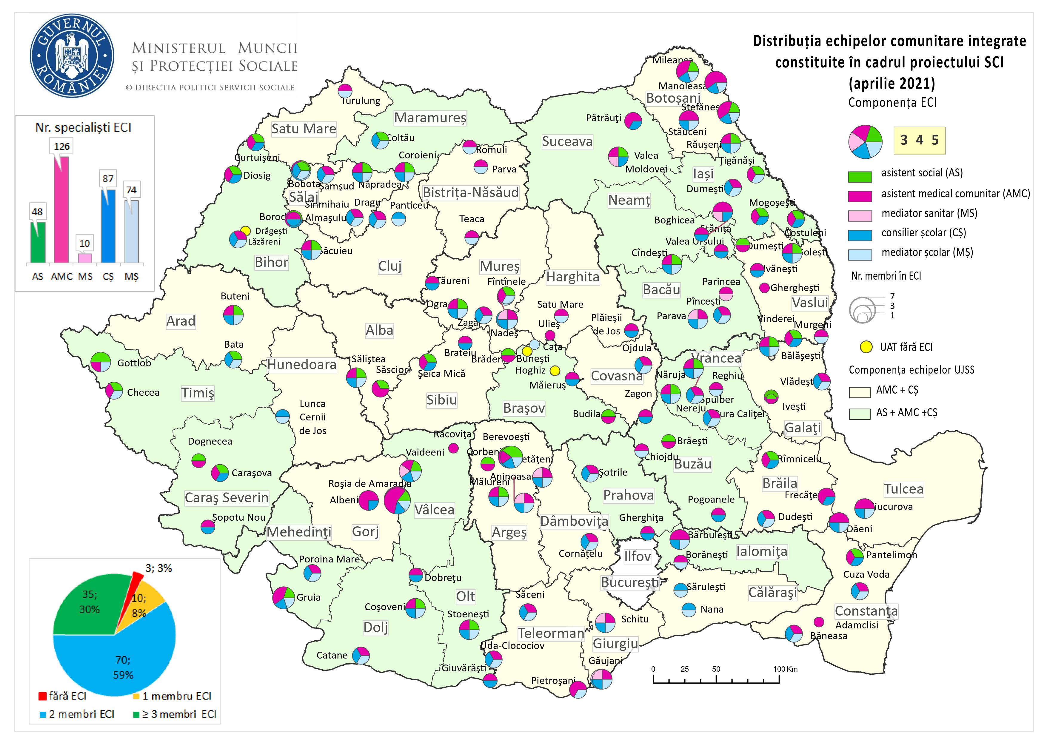 Harta echipelor comunitare integrate ECI aprilie 2021